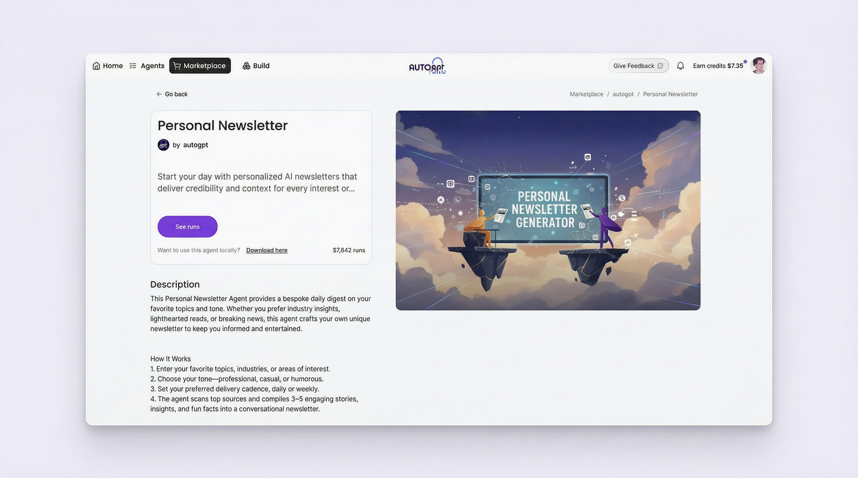 UI improvements to the marketplace